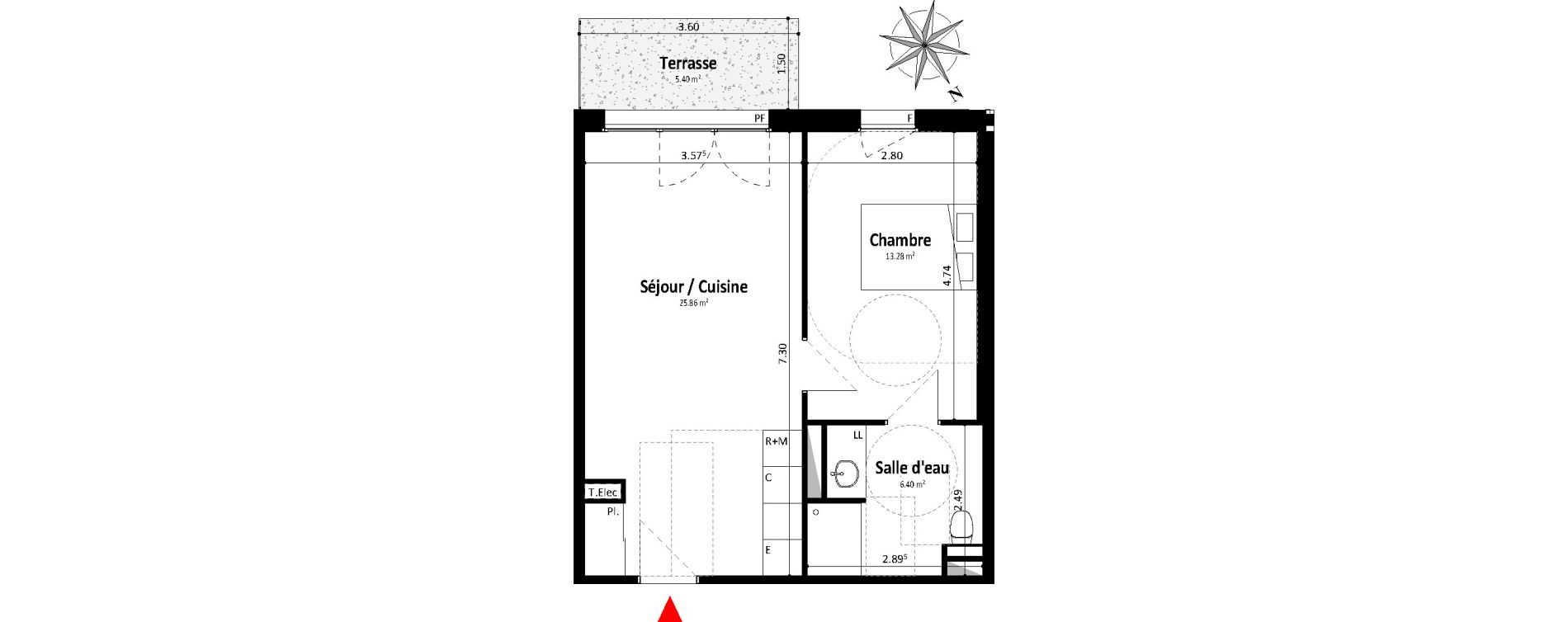 Appartement T2 de 45,54 m2 &agrave; Dax Centre