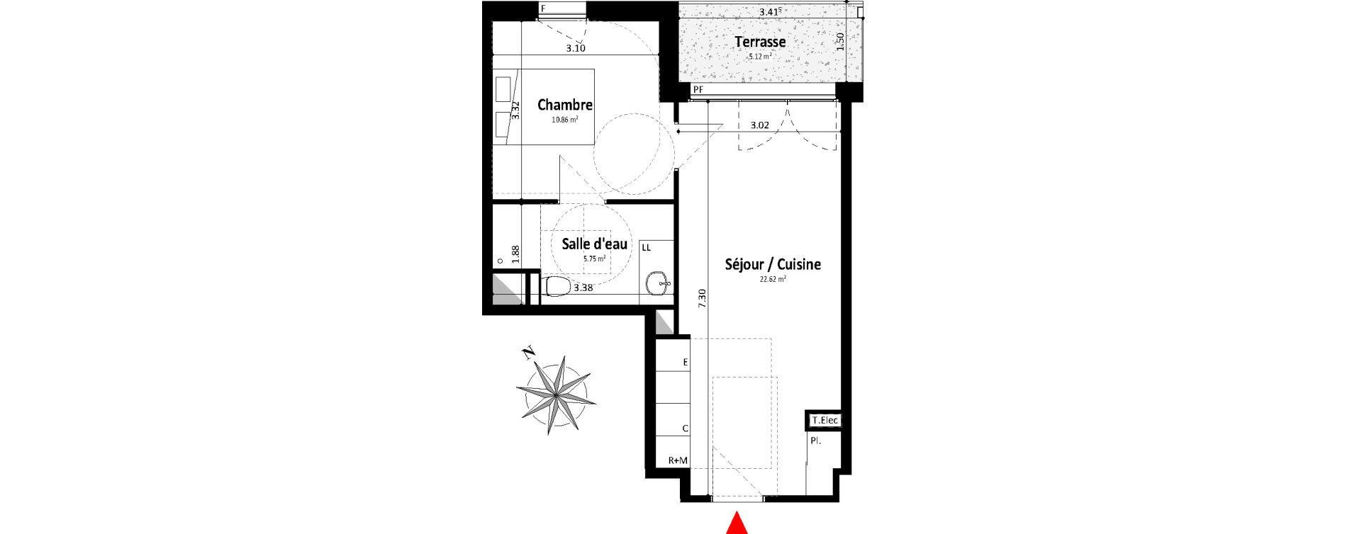 Appartement T2 de 39,23 m2 &agrave; Dax Centre