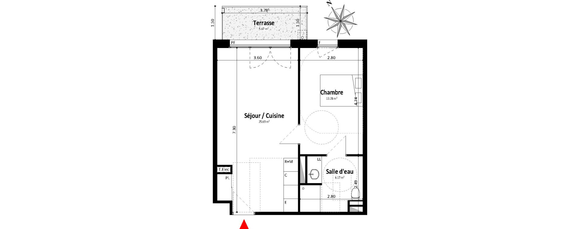 Appartement T2 de 45,14 m2 &agrave; Dax Centre