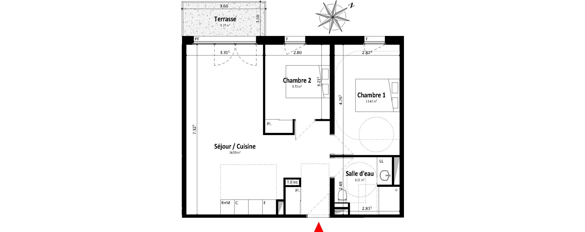 Appartement T3 de 63,85 m2 &agrave; Dax Centre