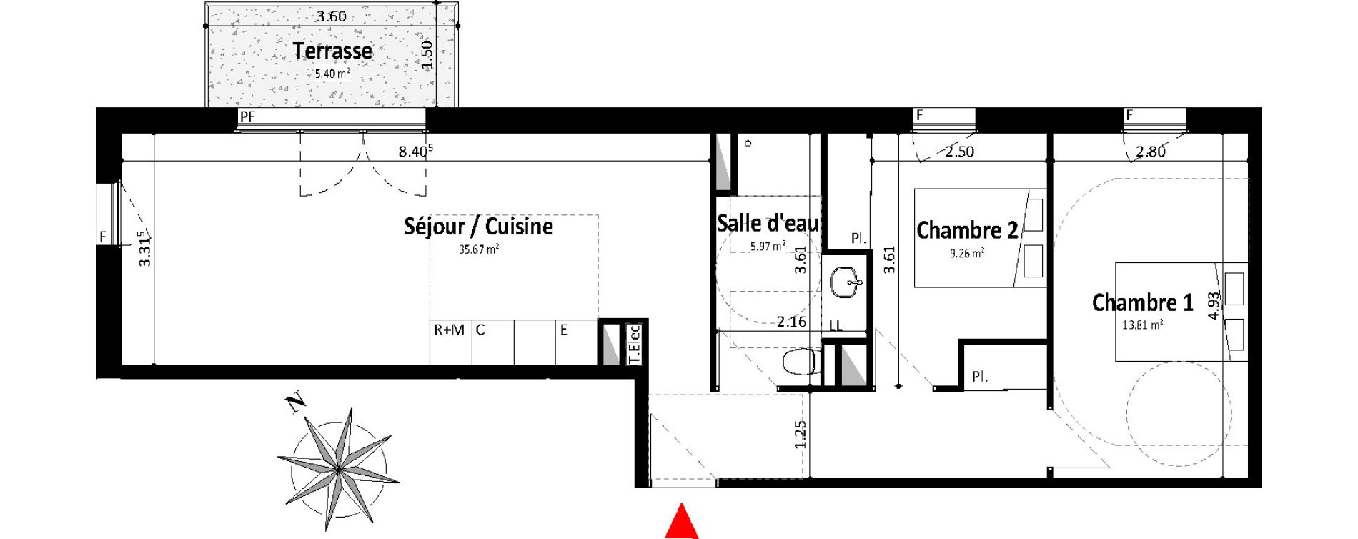 Appartement T3 de 64,71 m2 &agrave; Dax Centre