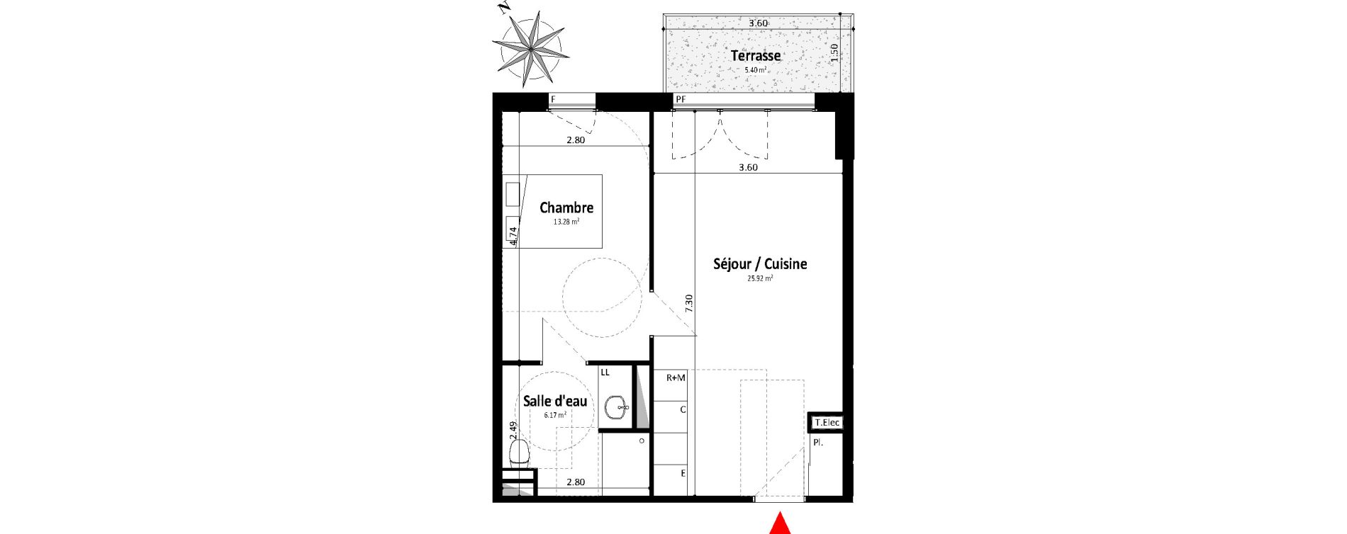 Appartement T2 de 45,37 m2 &agrave; Dax Centre