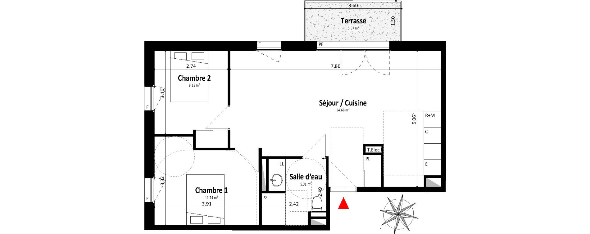 Appartement T3 de 60,86 m2 &agrave; Dax Centre