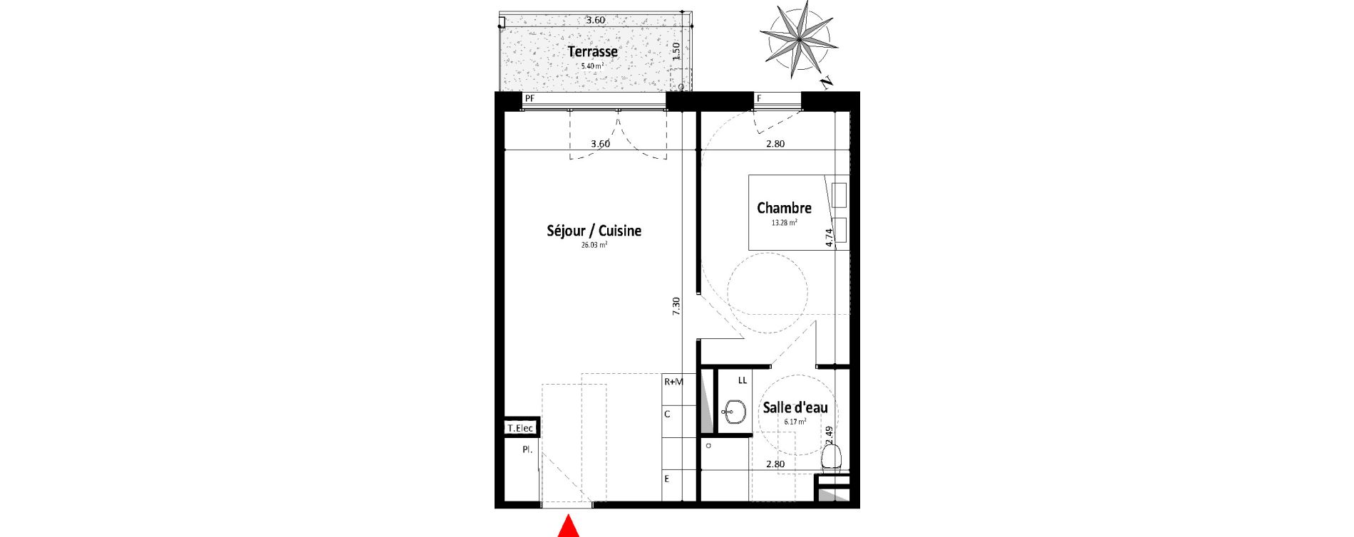 Appartement T2 de 45,47 m2 &agrave; Dax Centre