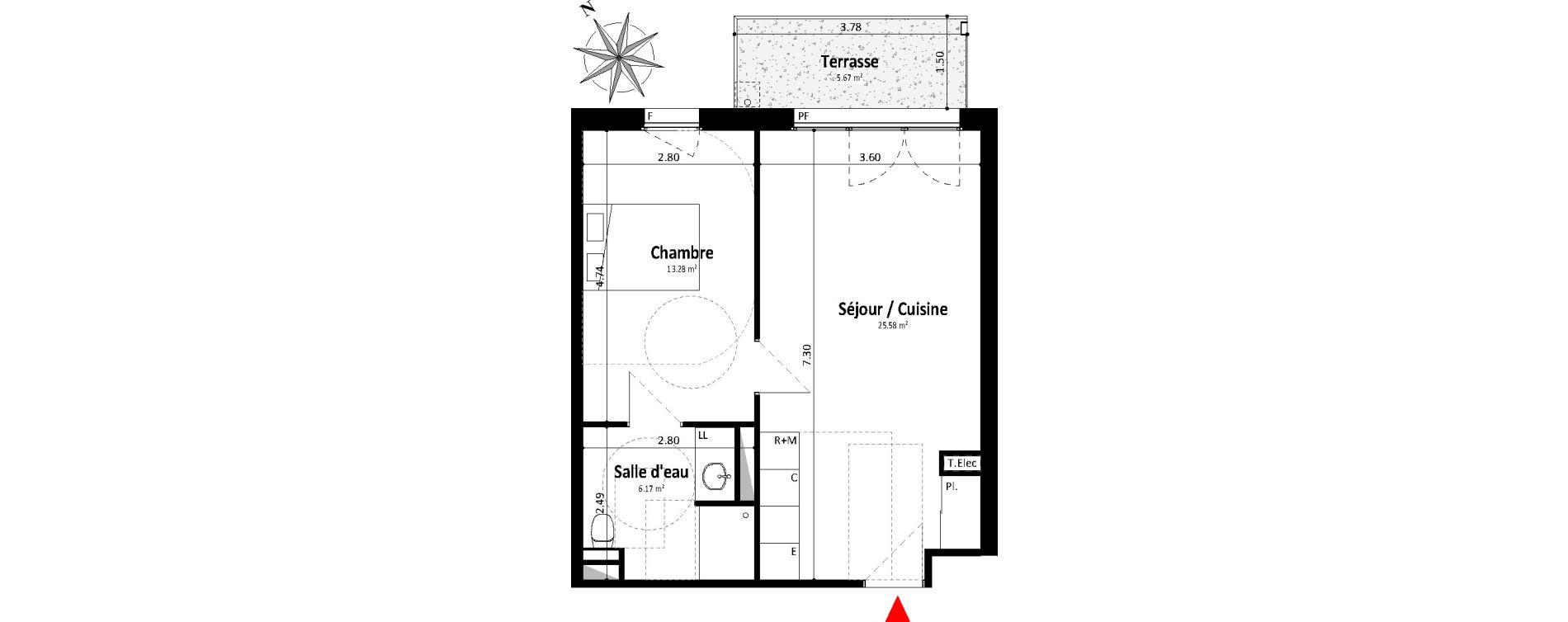 Appartement T2 de 45,02 m2 &agrave; Dax Centre