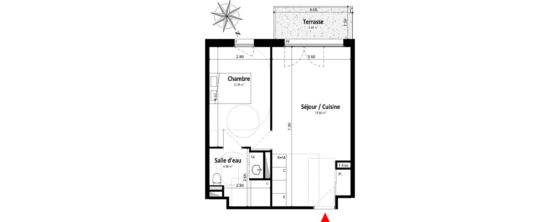 Appartement T2 de 44,70 m2 &agrave; Dax Centre