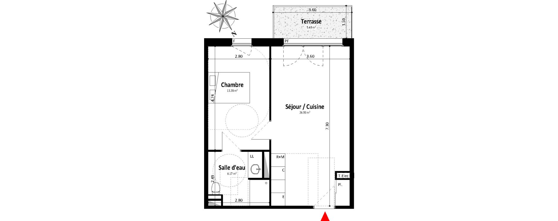 Appartement T2 de 45,47 m2 &agrave; Dax Centre