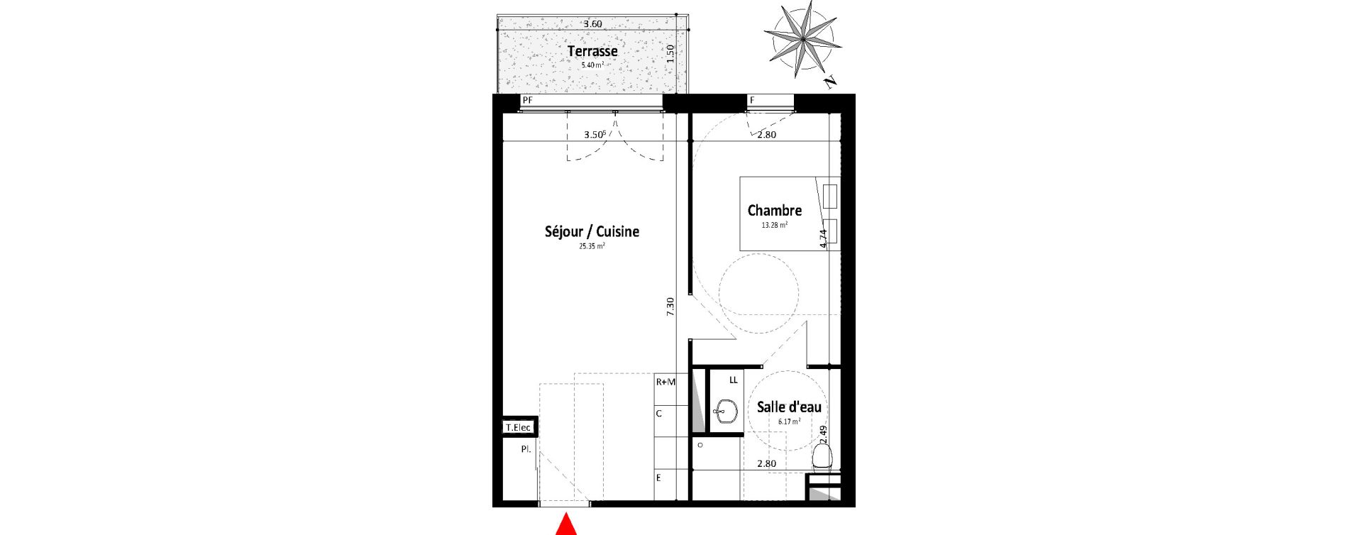 Appartement T2 de 44,79 m2 &agrave; Dax Centre