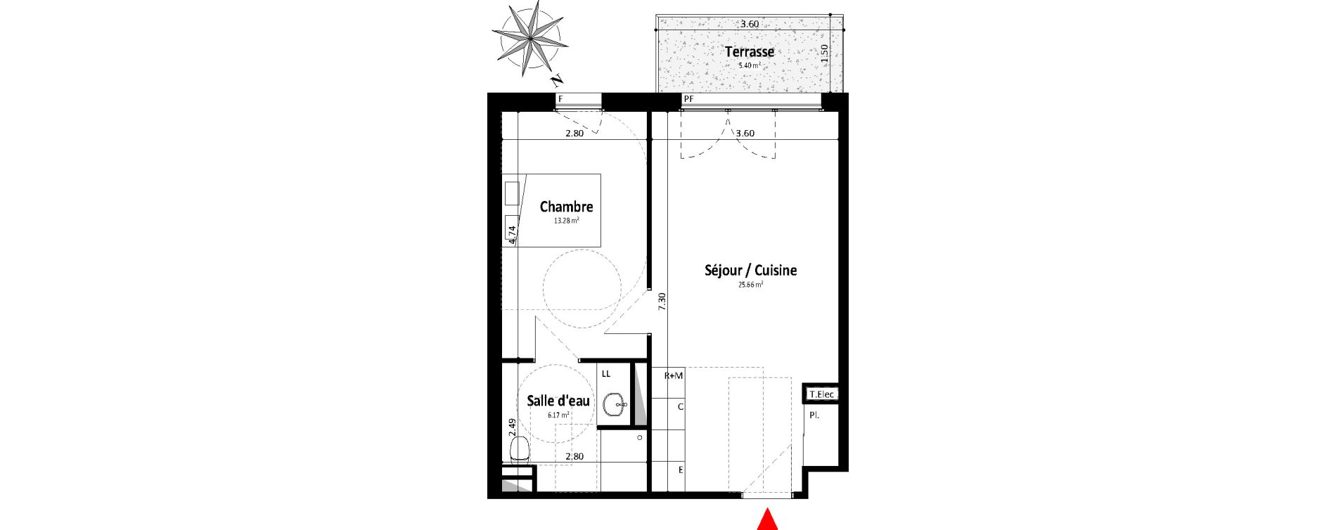 Appartement T2 de 45,11 m2 &agrave; Dax Centre