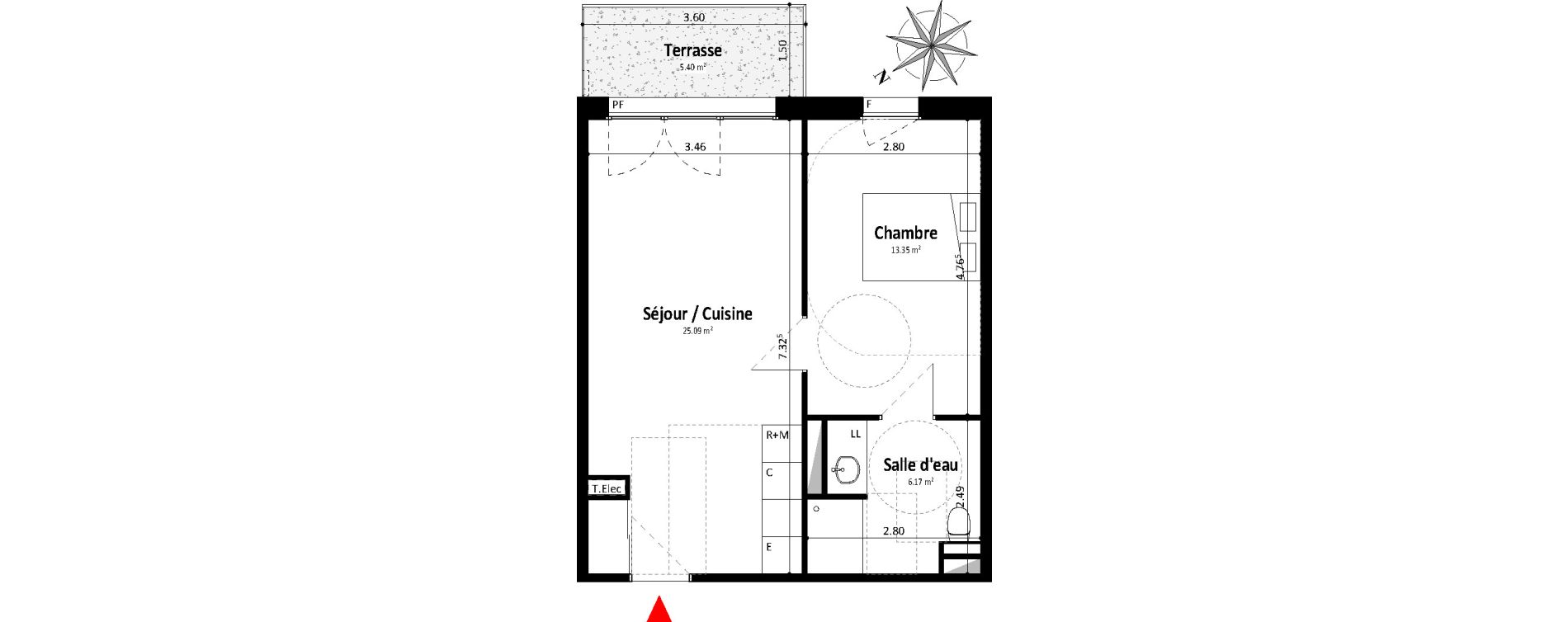Appartement T2 de 44,61 m2 &agrave; Dax Centre