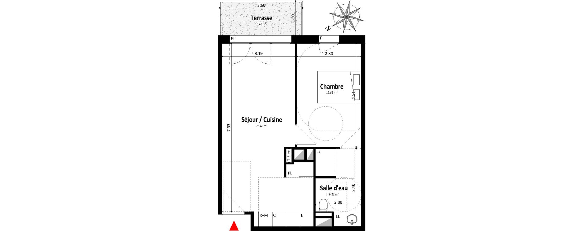 Appartement T2 de 45,30 m2 &agrave; Dax Centre