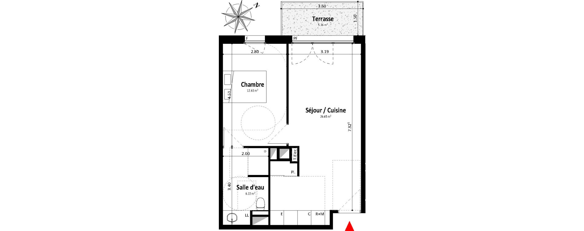Appartement T2 de 45,30 m2 &agrave; Dax Centre