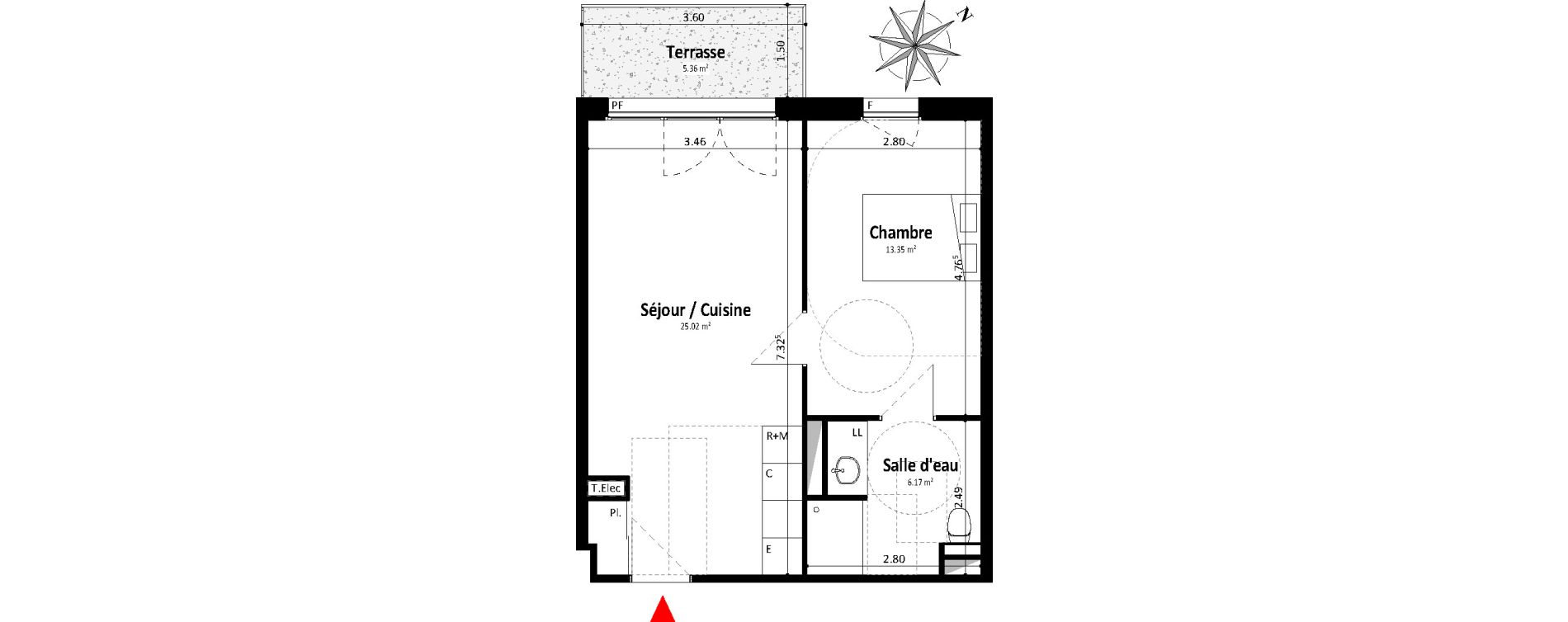 Appartement T2 de 44,53 m2 &agrave; Dax Centre