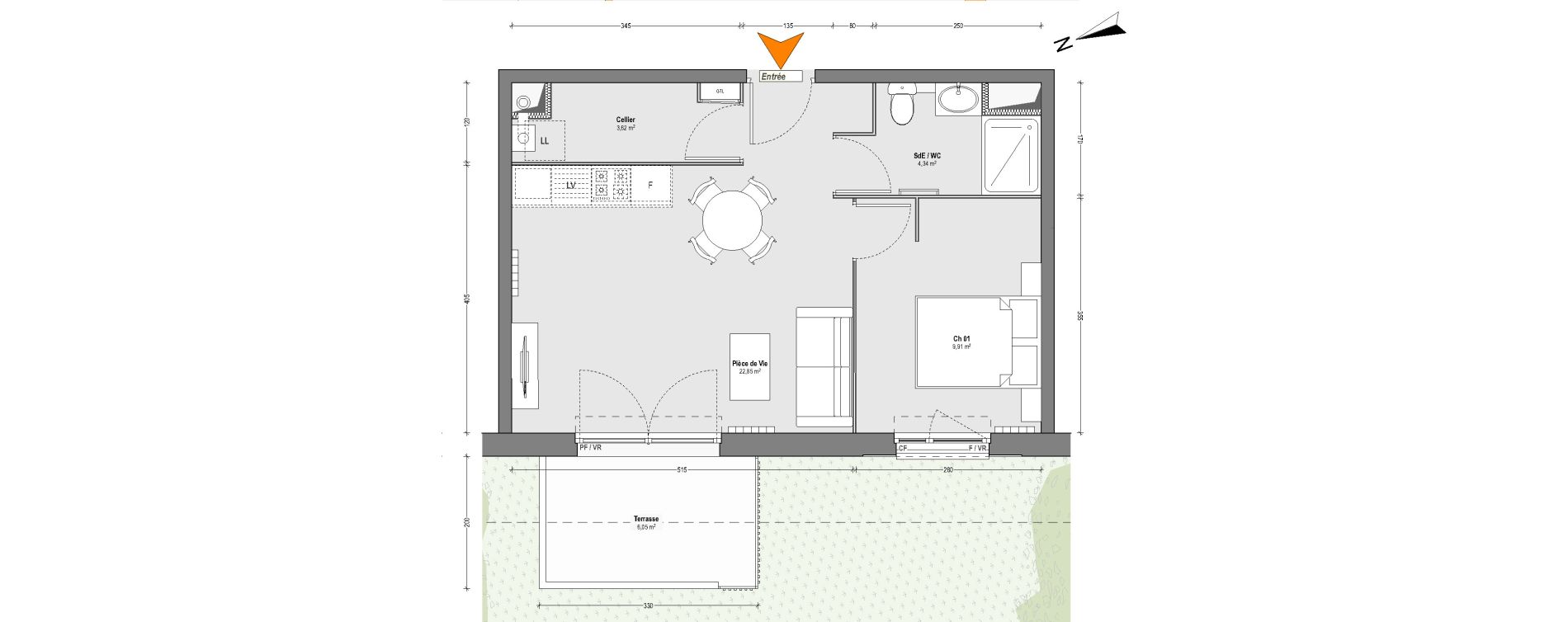 Appartement T2 de 40,72 m2 &agrave; Dax Centre