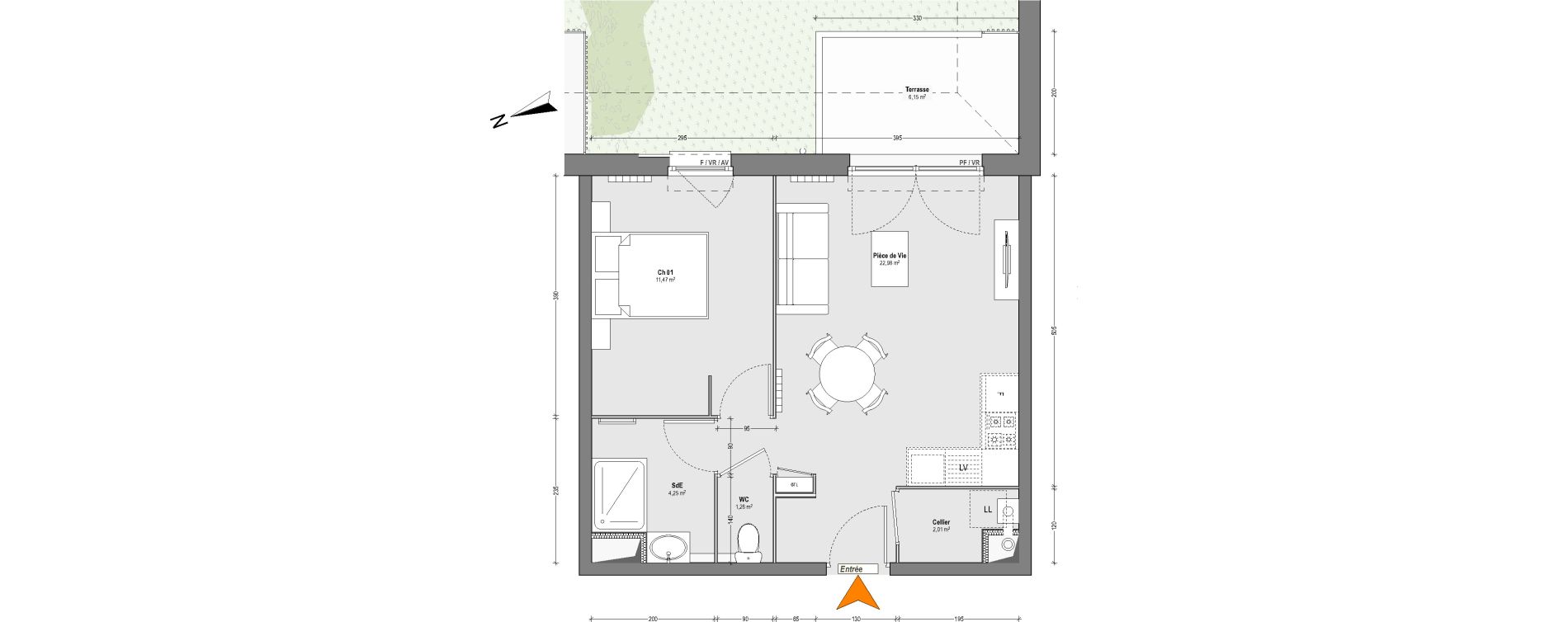 Appartement T2 de 41,97 m2 &agrave; Dax Centre