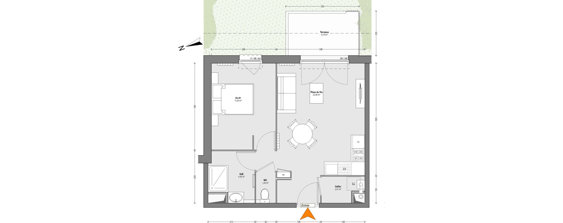 Appartement T2 de 41,94 m2 &agrave; Dax Centre