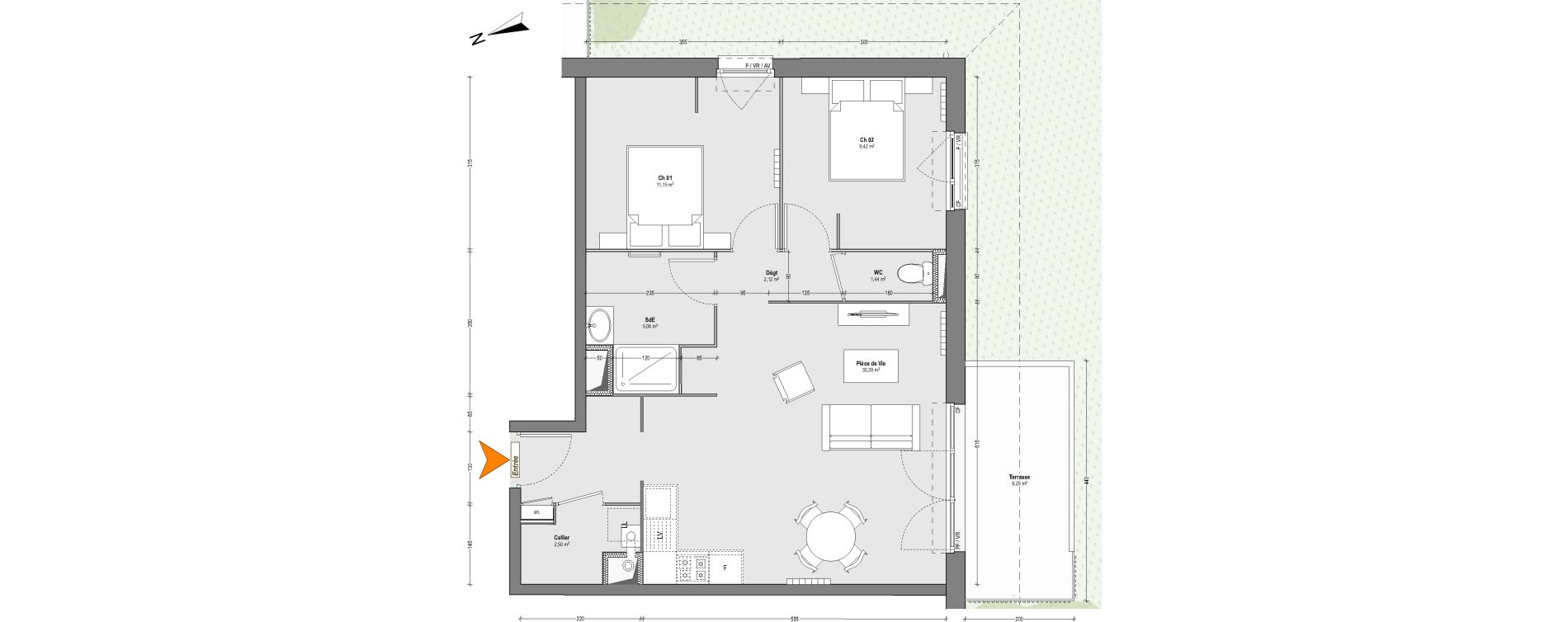 Appartement T3 de 62,10 m2 &agrave; Dax Centre