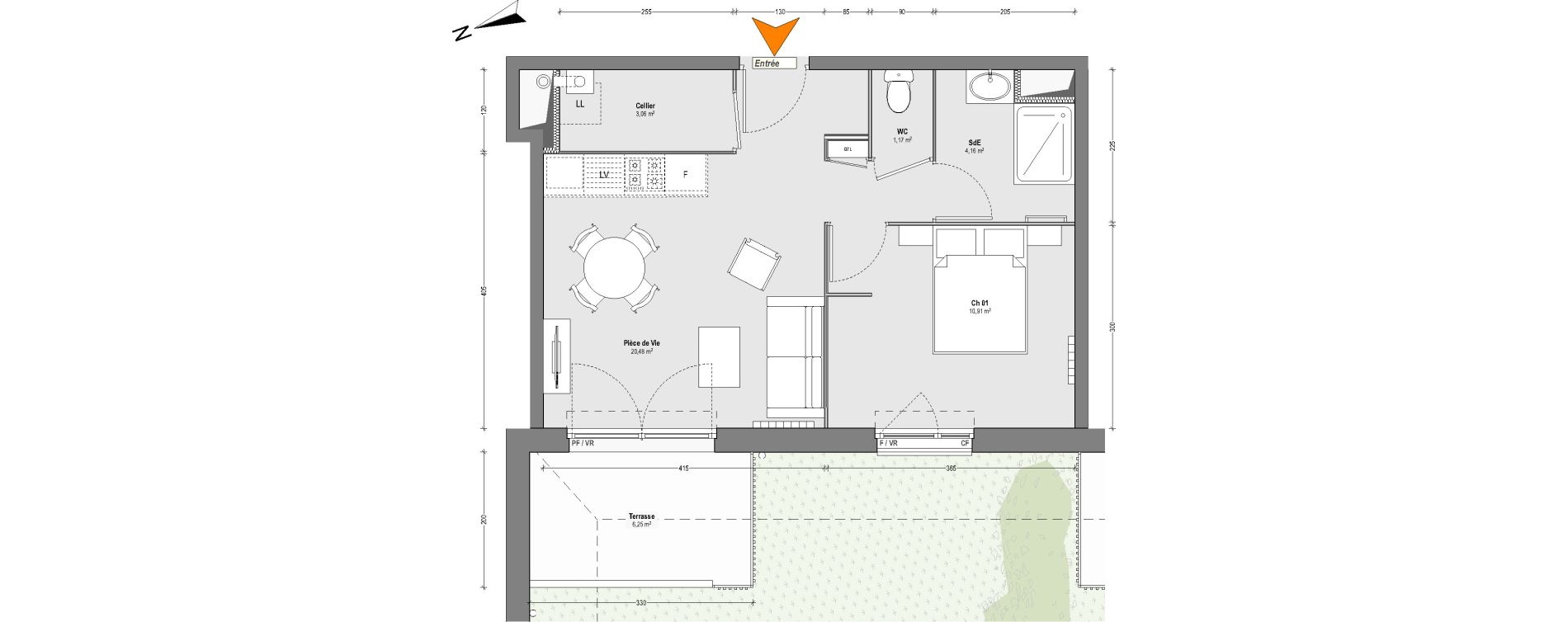 Appartement T2 de 39,78 m2 &agrave; Dax Centre