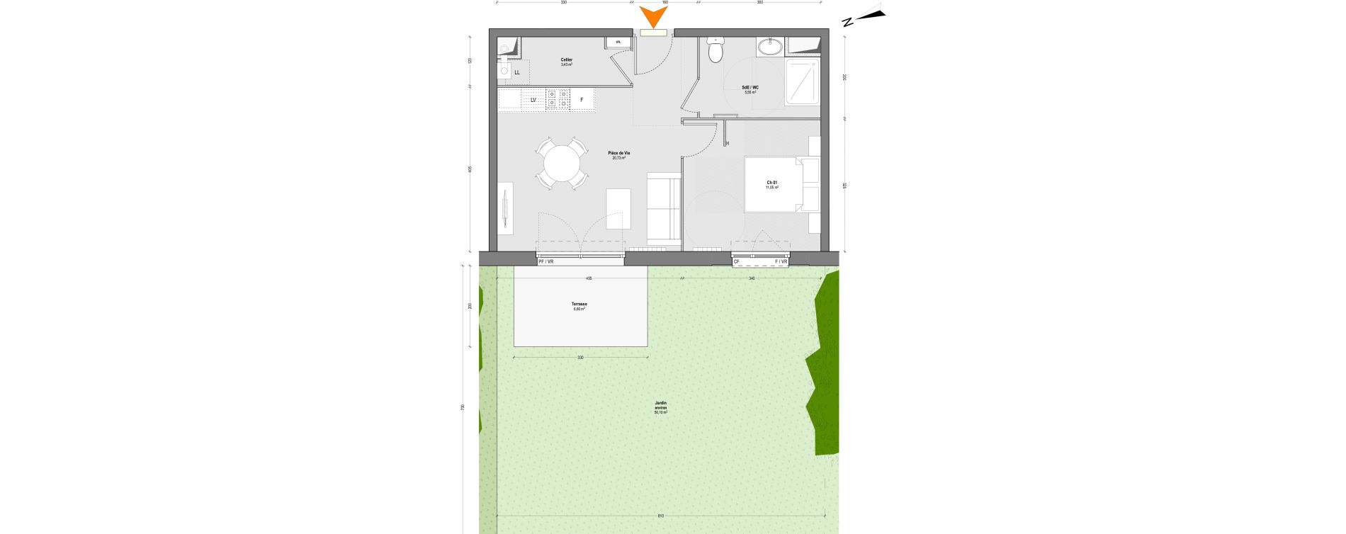 Appartement T2 de 40,76 m2 &agrave; Dax Centre