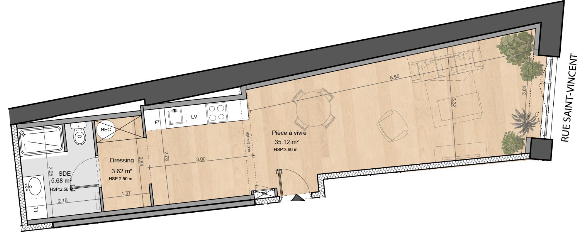 Appartement T1 de 44,42 m2 &agrave; Dax Centre