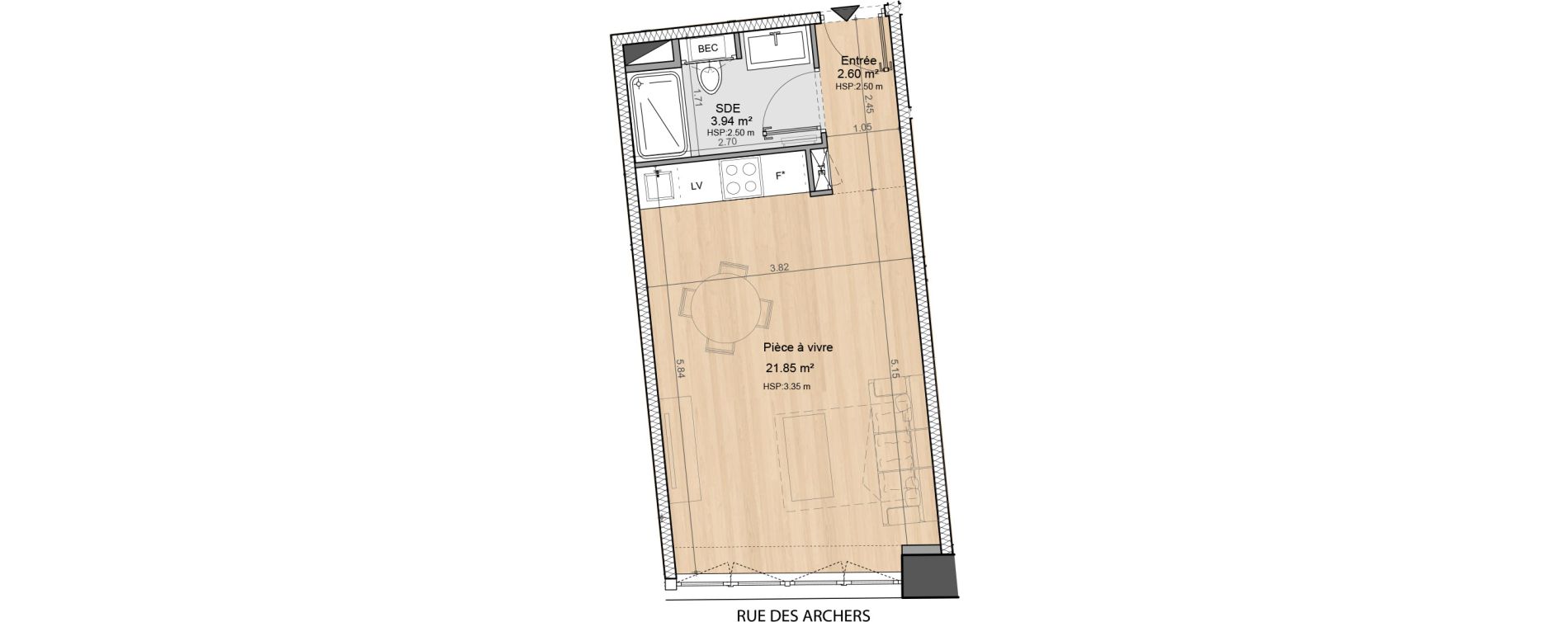 Appartement T1 de 28,39 m2 &agrave; Dax Centre