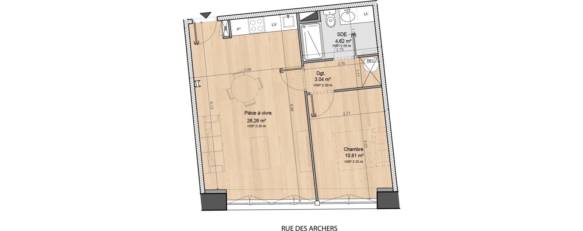 Appartement T2 de 44,73 m2 &agrave; Dax Centre