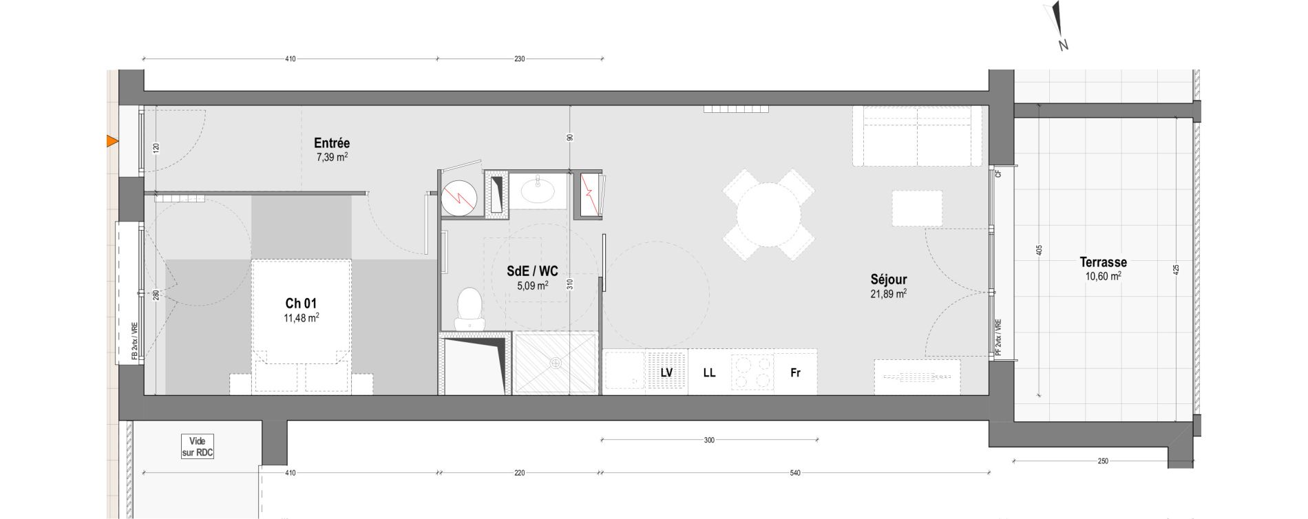 Appartement T2 de 45,85 m2 &agrave; Dax Sablar - rive droite