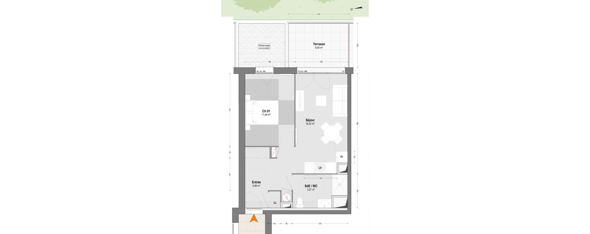 Appartement T2 de 41,95 m2 &agrave; Dax Sablar - rive droite