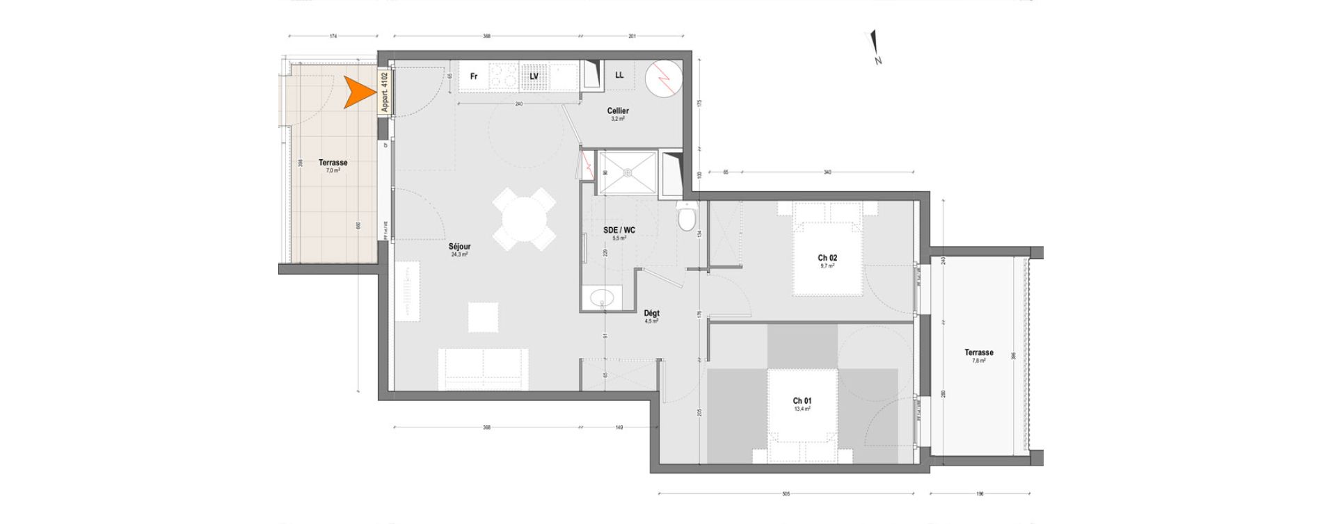 Appartement T3 de 60,60 m2 &agrave; Dax Sablar - rive droite