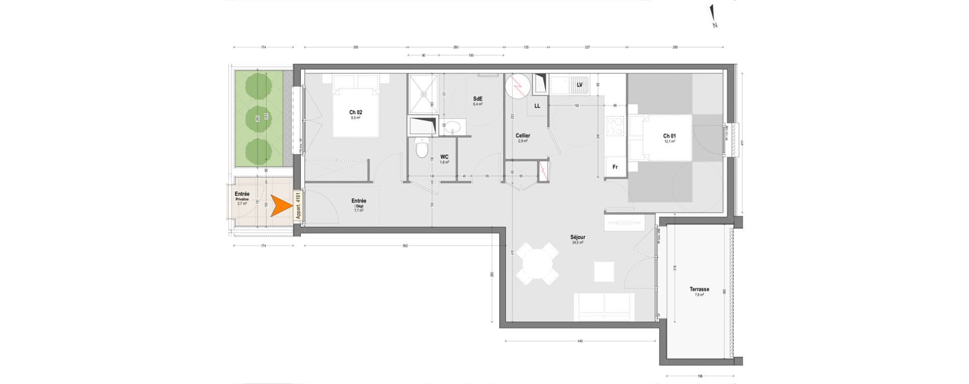 Appartement T3 de 64,90 m2 &agrave; Dax Sablar - rive droite