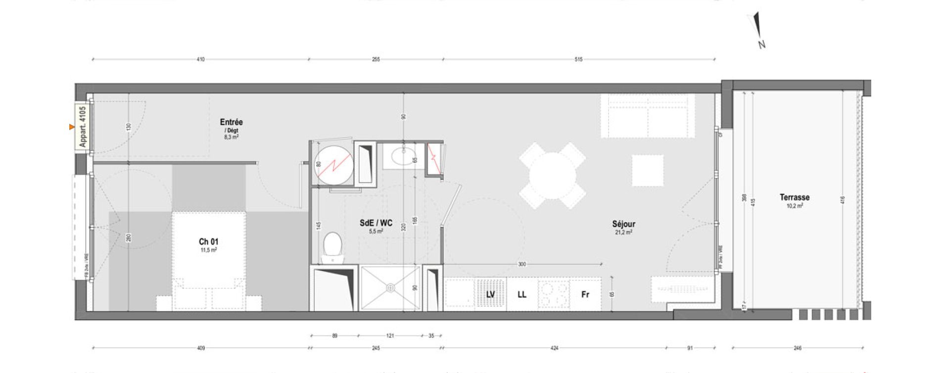 Appartement T2 de 46,50 m2 &agrave; Dax Sablar - rive droite