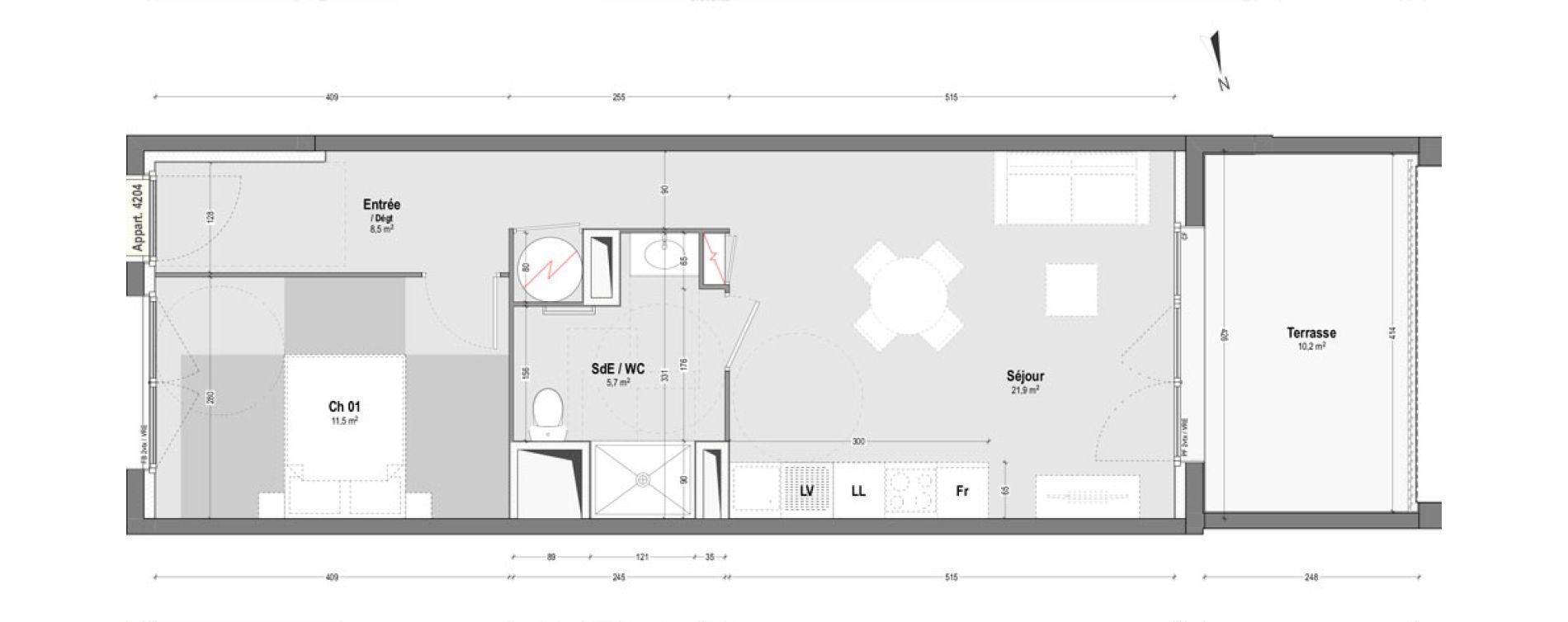 Appartement T2 de 47,60 m2 &agrave; Dax Sablar - rive droite