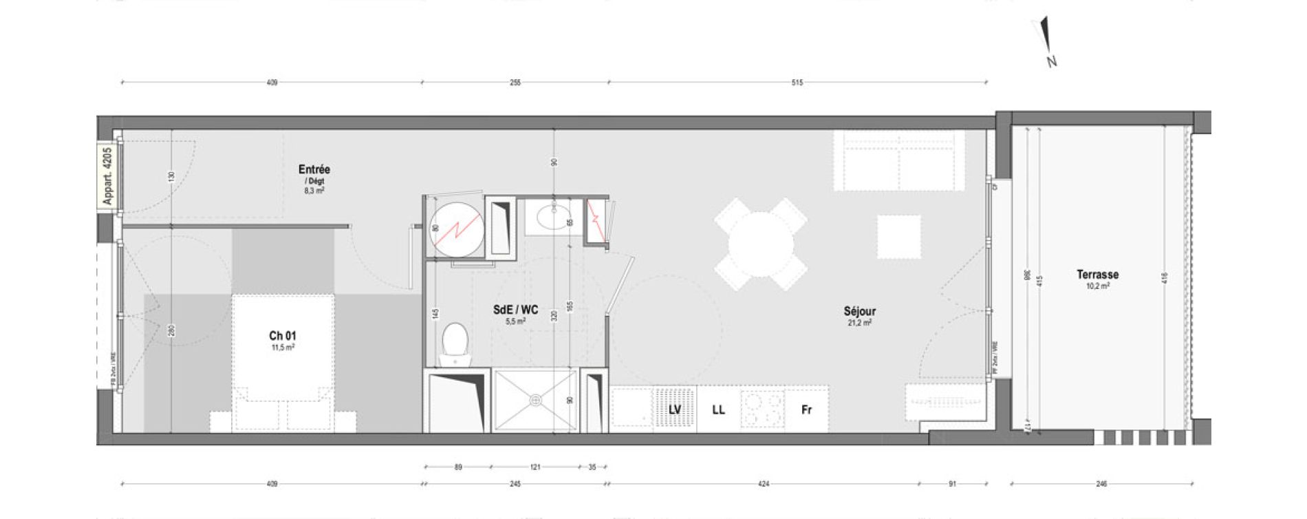 Appartement T2 de 46,50 m2 &agrave; Dax Sablar - rive droite