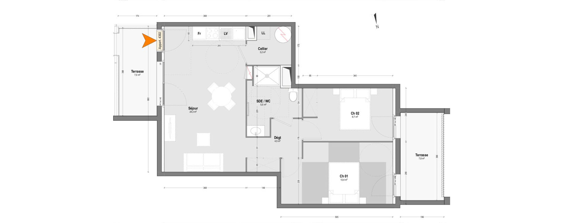 Appartement T3 de 60,60 m2 &agrave; Dax Sablar - rive droite
