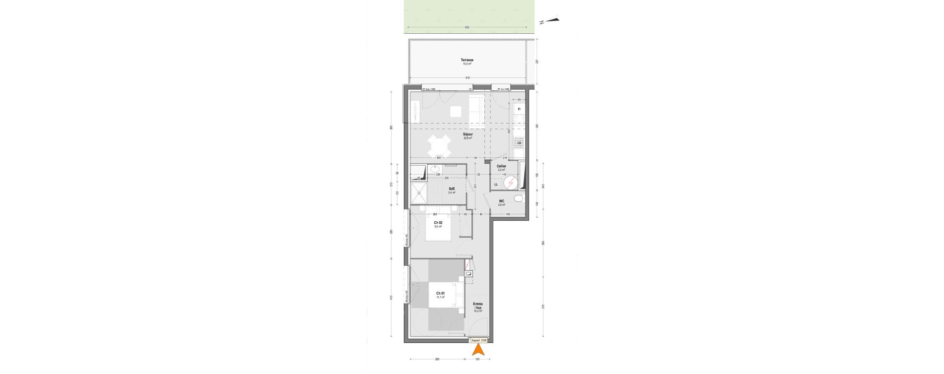 Appartement T3 de 63,90 m2 &agrave; Dax Sablar - rive droite