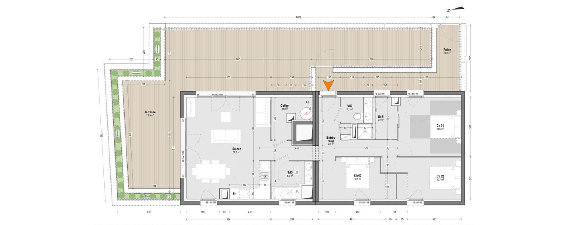 Appartement T4 de 93,70 m2 &agrave; Dax Sablar - rive droite