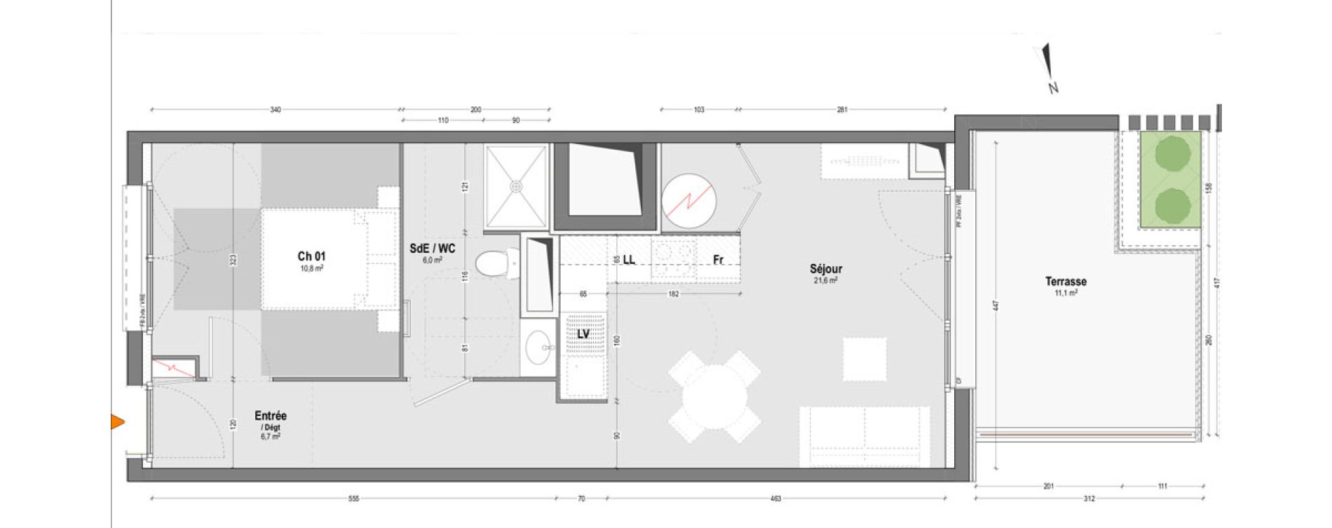 Appartement T2 de 45,10 m2 &agrave; Dax Sablar - rive droite