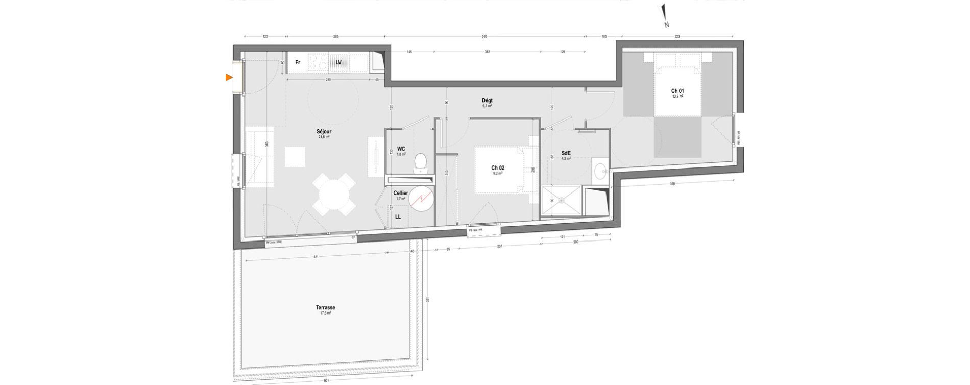 Appartement T3 de 57,00 m2 &agrave; Dax Sablar - rive droite