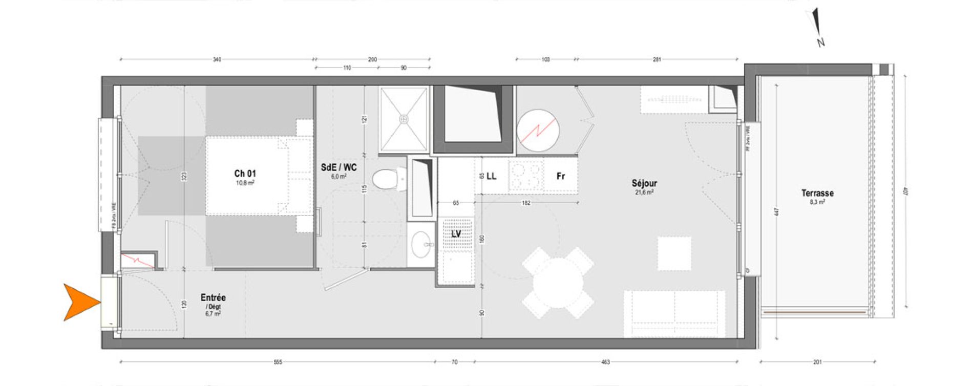 Appartement T2 de 45,10 m2 &agrave; Dax Sablar - rive droite