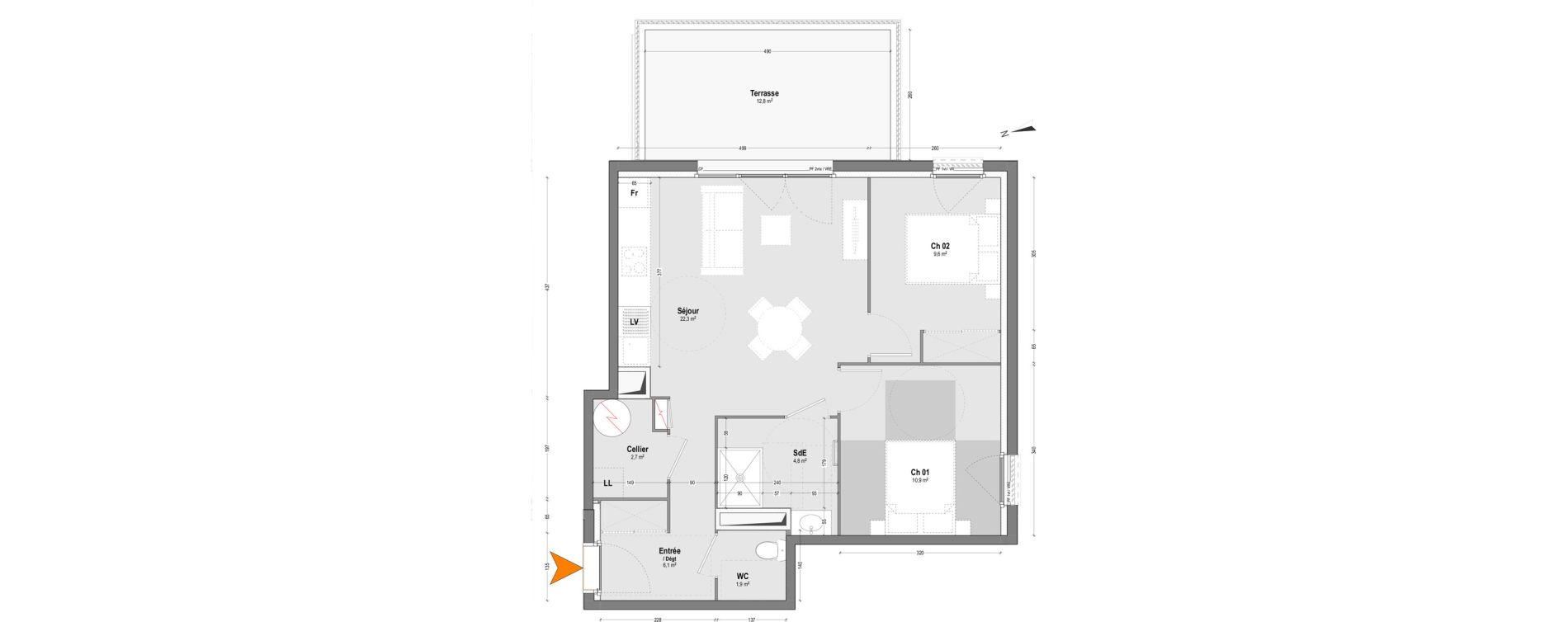 Appartement T3 de 58,30 m2 &agrave; Dax Sablar - rive droite