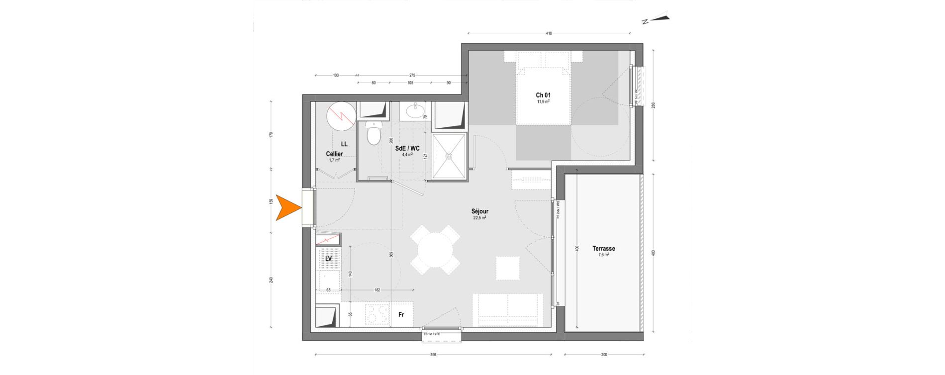 Appartement T2 de 40,50 m2 &agrave; Dax Sablar - rive droite