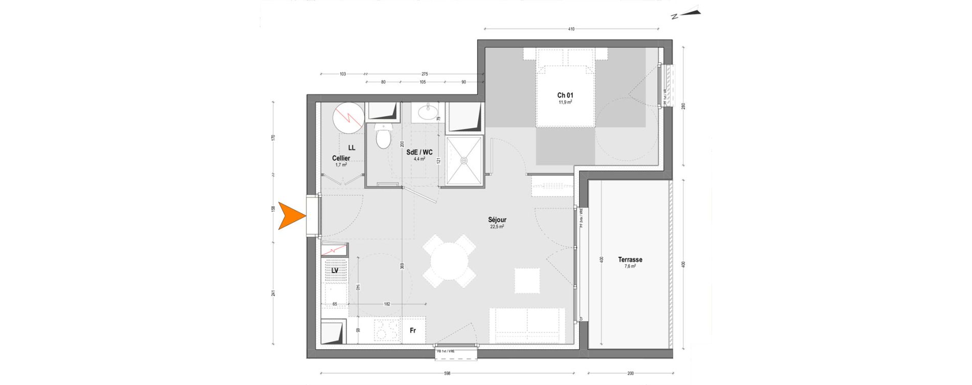 Appartement T2 de 40,50 m2 &agrave; Dax Sablar - rive droite