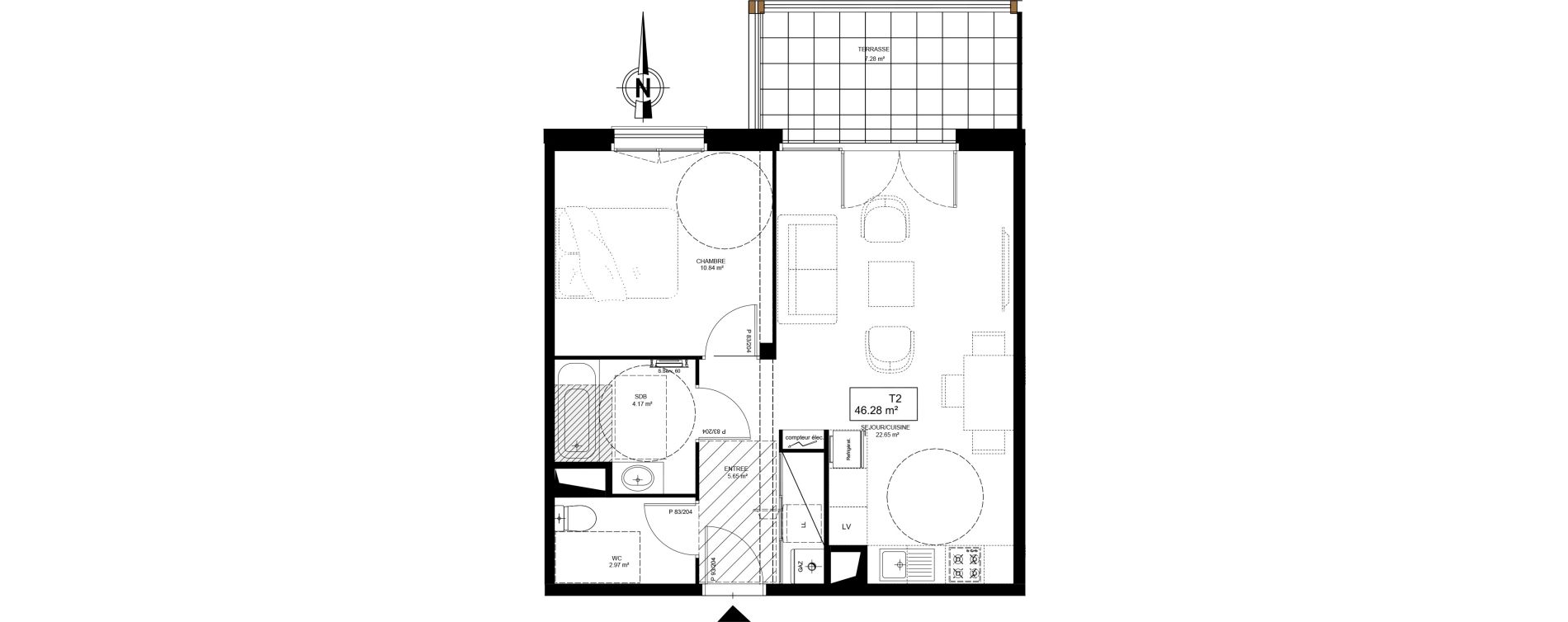 Appartement T2 de 46,28 m2 &agrave; Dax Saint-vincent