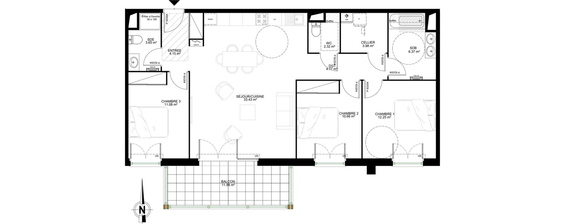 Appartement T4 de 93,66 m2 &agrave; Dax Saint-vincent
