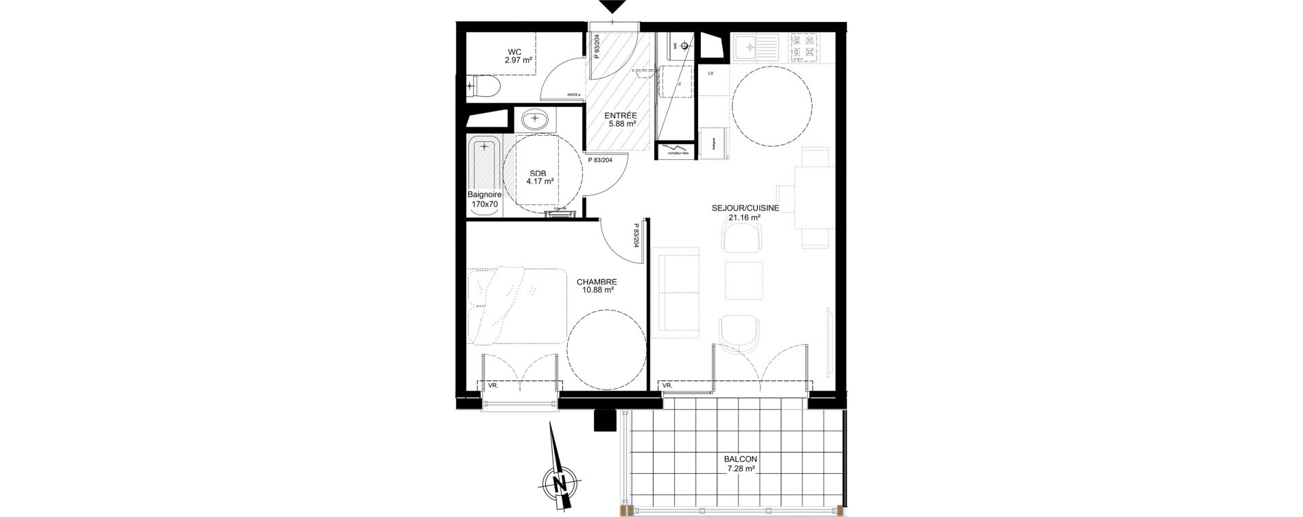 Appartement T2 de 45,06 m2 &agrave; Dax Saint-vincent
