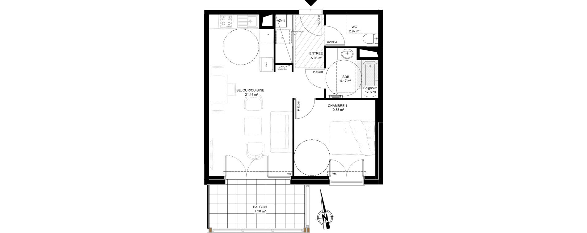 Appartement T2 de 45,42 m2 &agrave; Dax Saint-vincent
