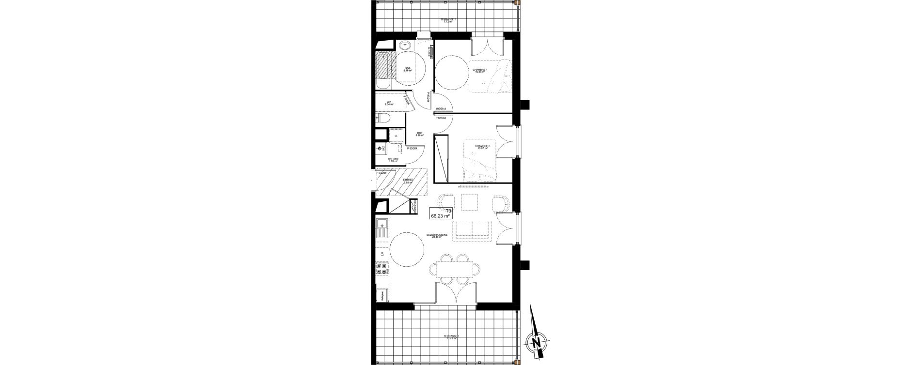 Appartement T3 de 66,23 m2 &agrave; Dax Saint-vincent