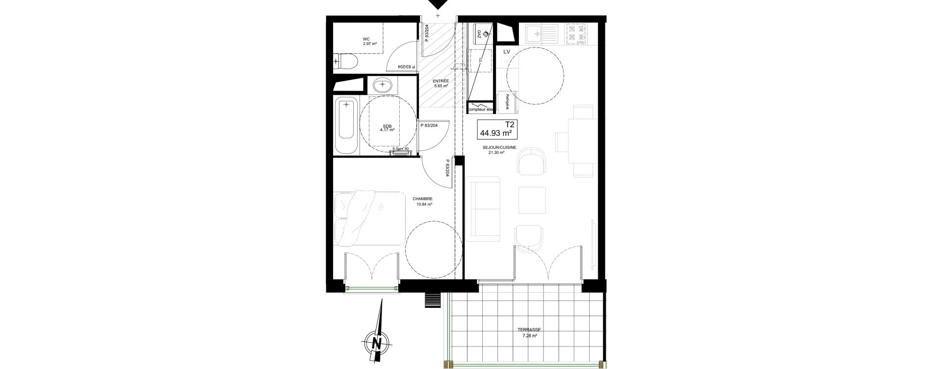 Appartement T2 de 44,93 m2 &agrave; Dax Saint-vincent