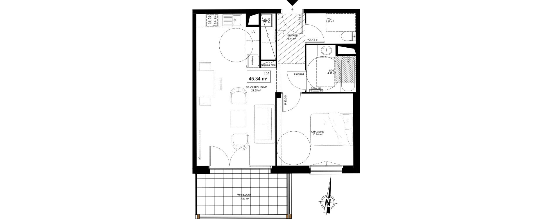 Appartement T2 de 45,34 m2 &agrave; Dax Saint-vincent