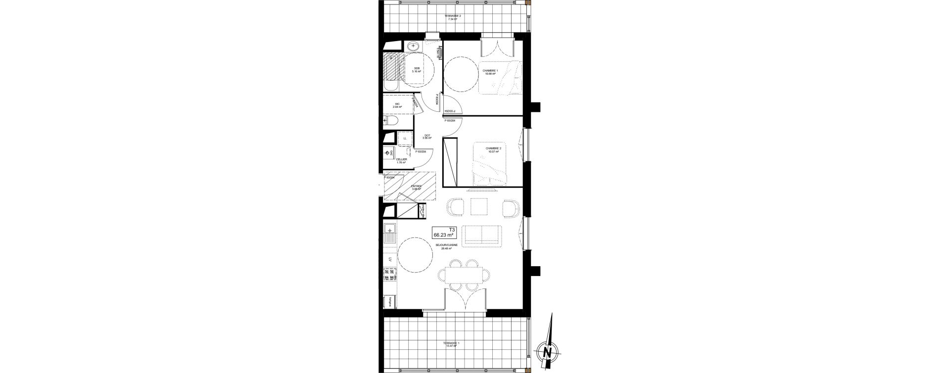 Appartement T3 de 66,23 m2 &agrave; Dax Saint-vincent